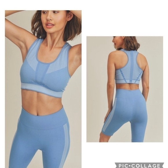 Baby Blue 2 Piece Workout Sport’s Shorts & Top - Picture 3 of 4